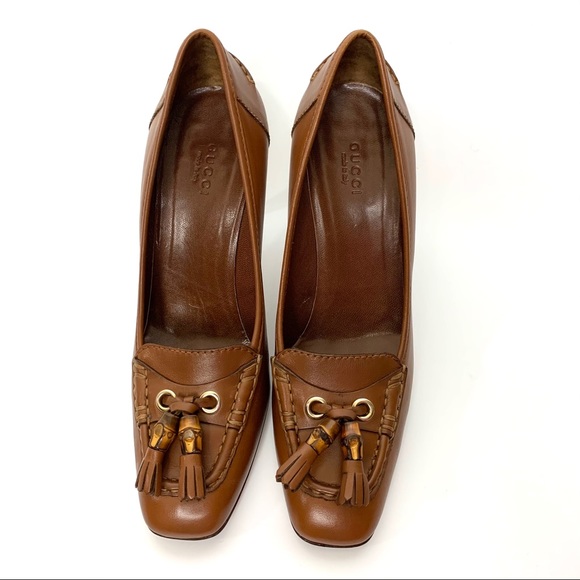 GUCCI shoes tassel bamboo heeled loafer 8 - Picture 1 of 12